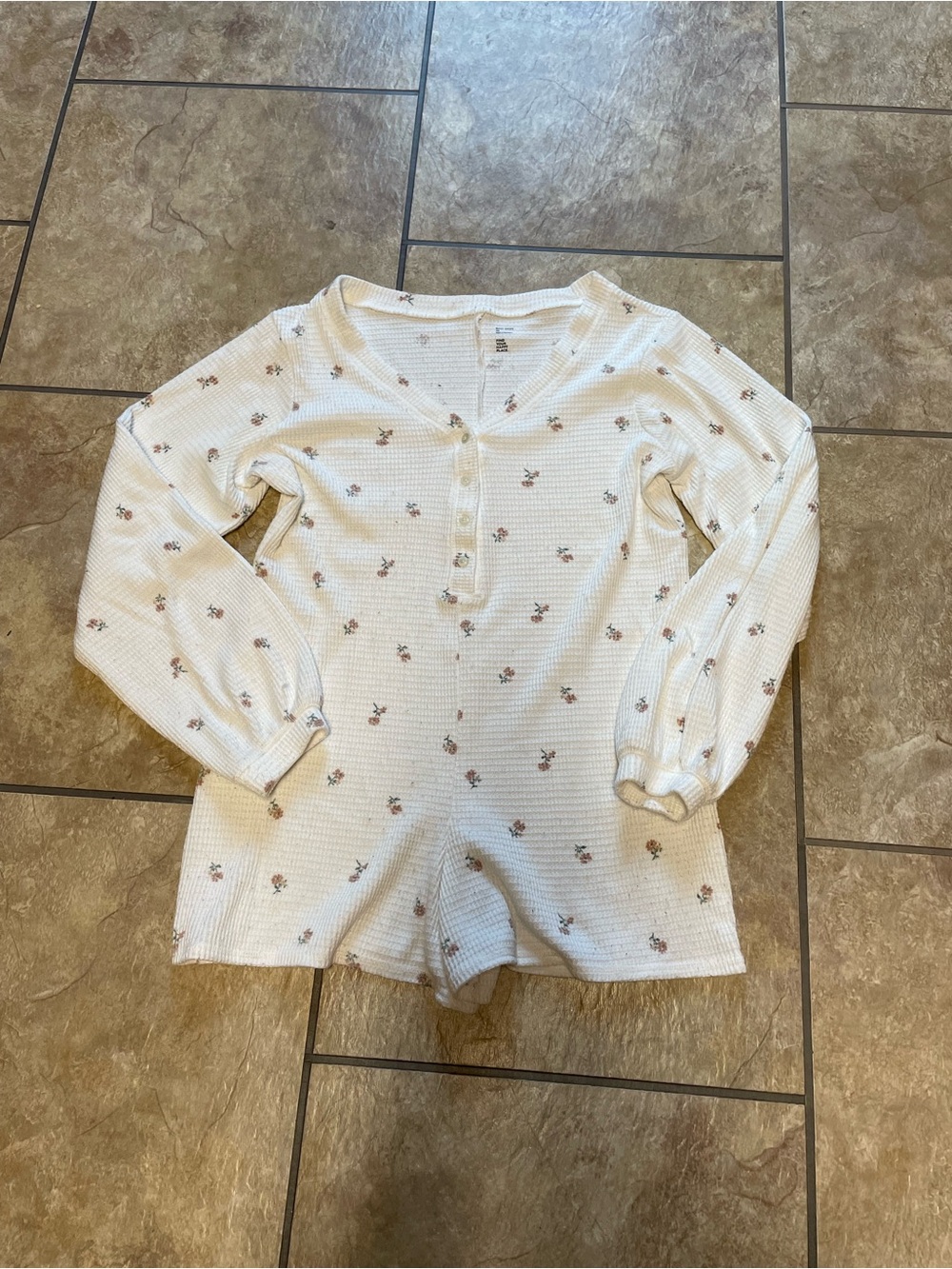 Gilly Hicks White Waffle-Knit PJ romper